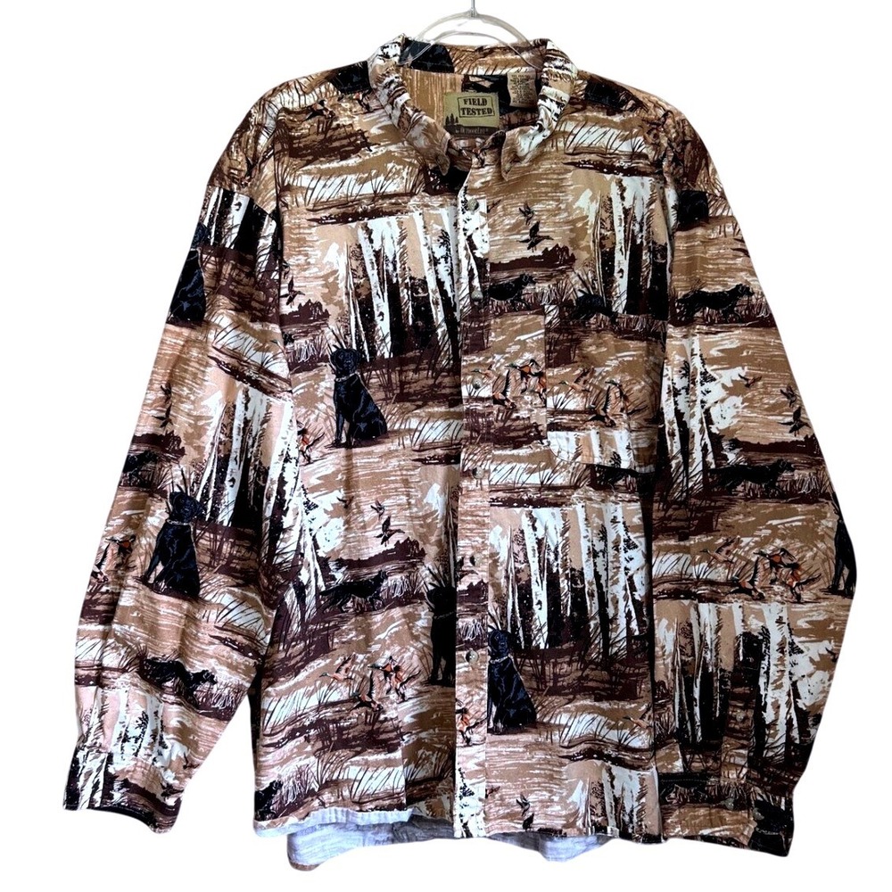 Field Tested Outdoor Life Mens 3XL Wildlife Dog Duck Bird‎ Button Shirt Labrador
